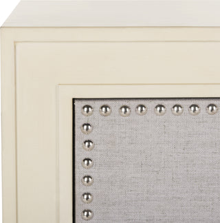 Safavieh Laputa 3 Drawer Chest Antique Beige and Light Grey Linen Nickel Furniture 