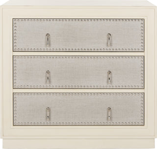 Safavieh Laputa 3 Drawer Chest Antique Beige and Light Grey Linen Nickel Furniture main image