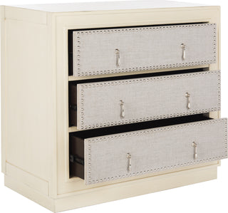 beige 3 drawer dresser Thea White Finish Beige Linen Drawer Face Dresser by iNSPIRE Q Classic