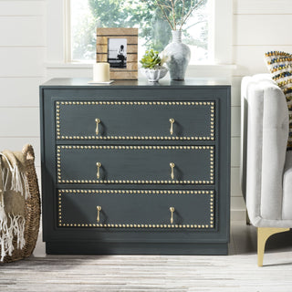 Safavieh Laputa 3 Drawer Chest Steel Teal and Gold Furniture 