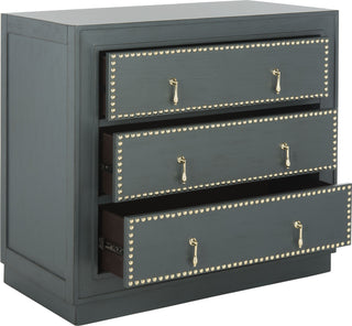 Safavieh Laputa 3 Drawer Chest Steel Teal and Gold Furniture 