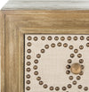 Safavieh Aura 3 Drawer Chest Rustic Oak and Beige Linen Copper Furniture 