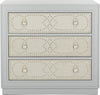 Safavieh Aura 3 Drawer Chest Light Grey and Linen Nickel Furniture main image