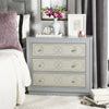 Safavieh Aura 3 Drawer Chest Light Grey and Linen Nickel Furniture 