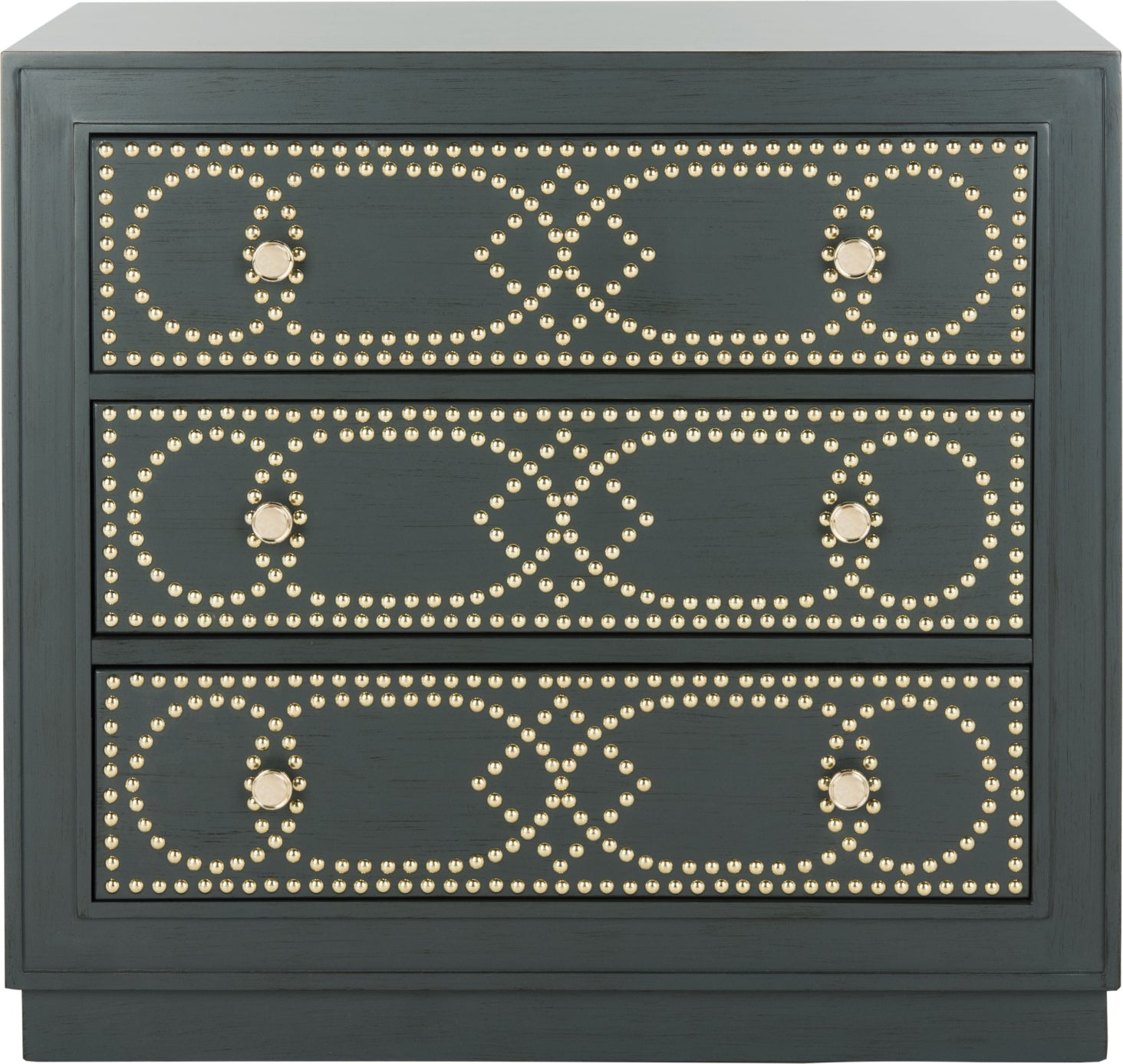 Safavieh Aura 3 Drawer Chest Steel Teal and Gold Furniture main image