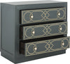 Safavieh Aura 3 Drawer Chest Steel Teal and Gold Furniture 
