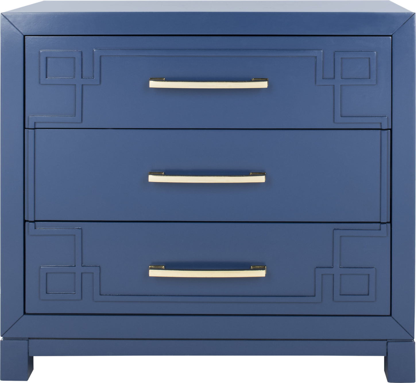 Safavieh Raina 3 Drawer Chest Lapis Blue and Gold Furniture main image