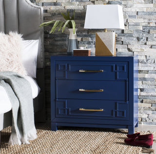 Safavieh Raina 3 Drawer Chest Lapis Blue and Gold Furniture 