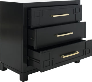 Safavieh Raina 3 Drawer Chest Black and Gold Furniture 