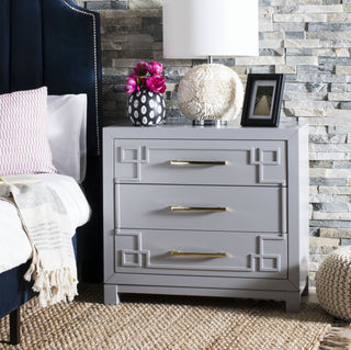 Safavieh Raina 3 Drawer Chest Grey and Gold Furniture 