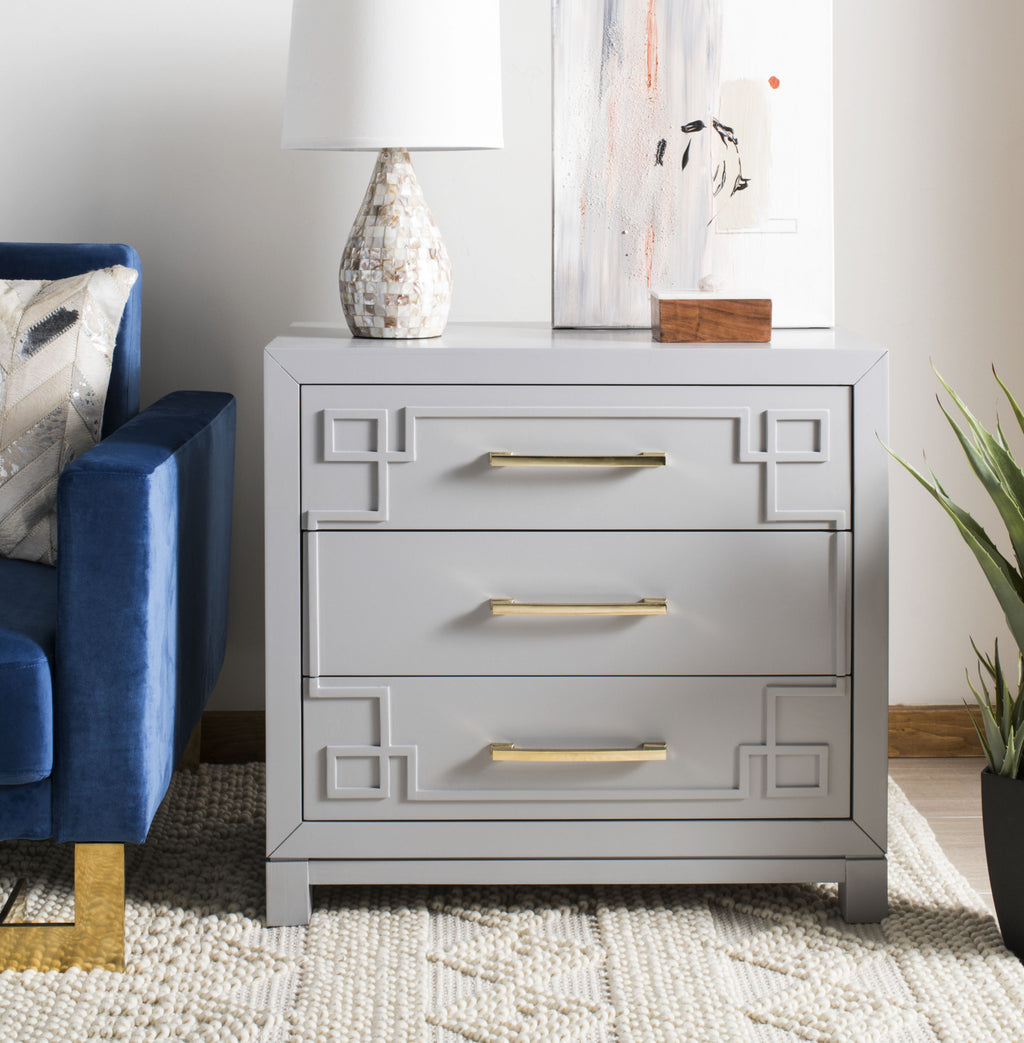 Safavieh Raina 3 Drawer Chest Grey and Gold  Feature