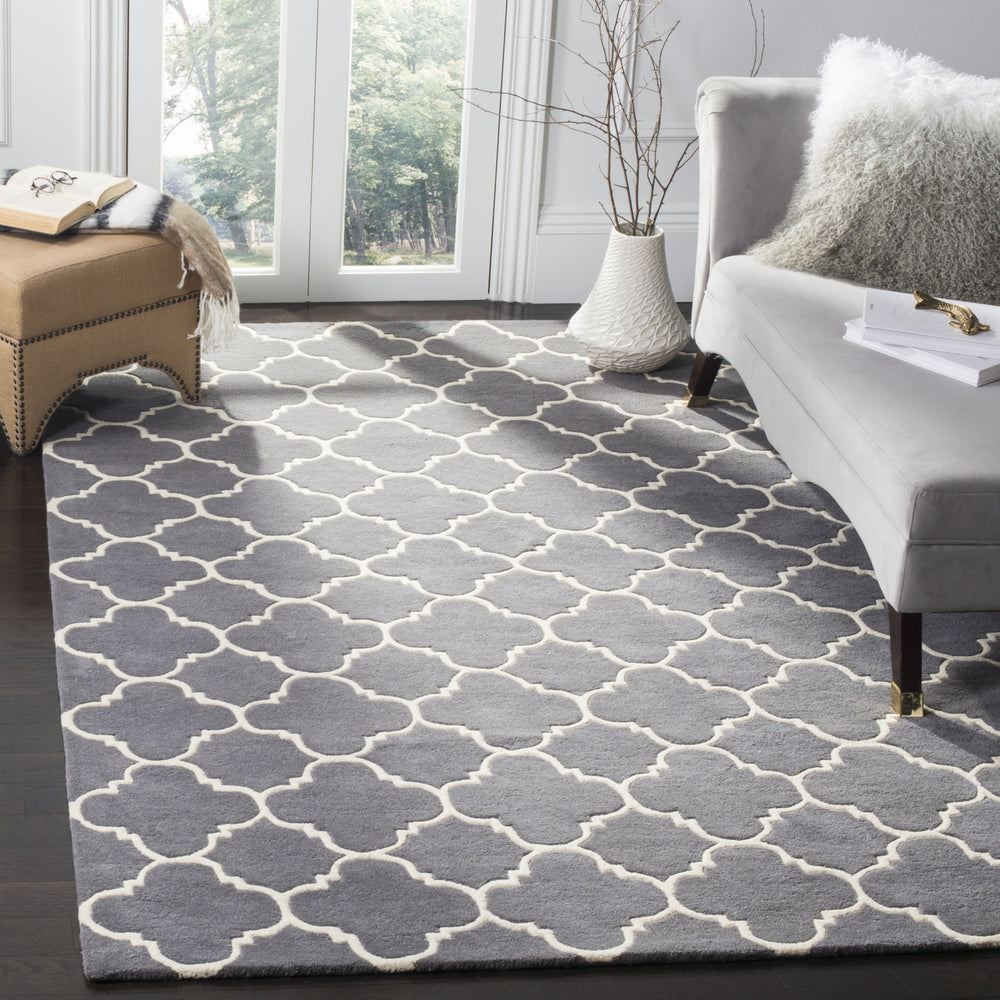Safavieh Chatham Cht717 Dark Grey/Ivory Area Rug Room Scene Feature