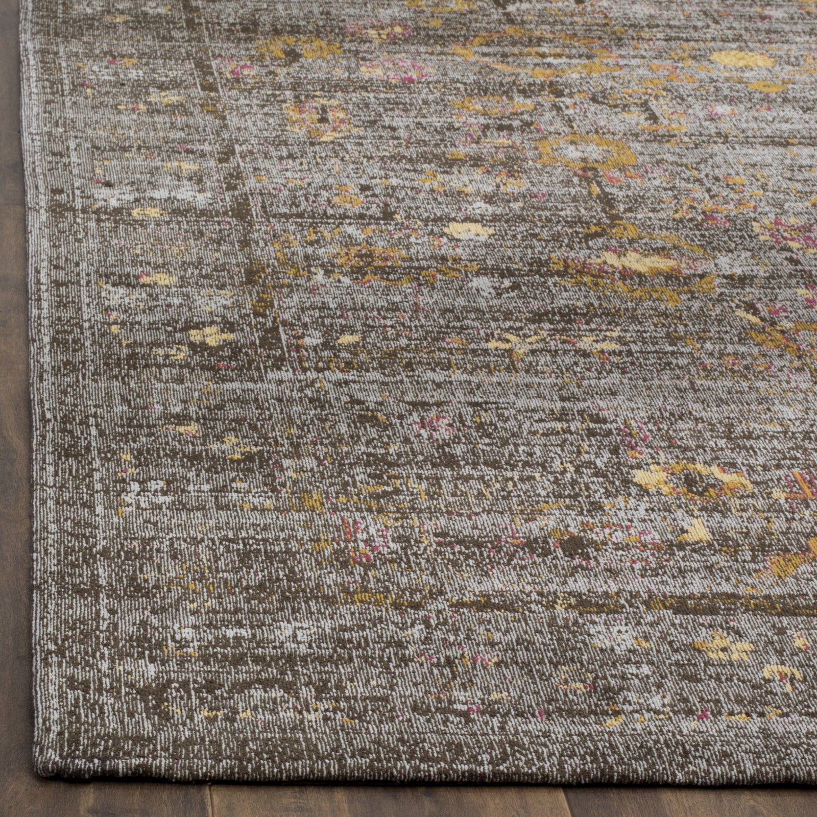 SAFAVIEH Collezione Lasa Tappeto Runner Moderno Mid-Century - Grigio Talpa E Oro - 76x203 Cm - Fibra Di Poliestere, Antimacchia E Facile Da Pulire - 3