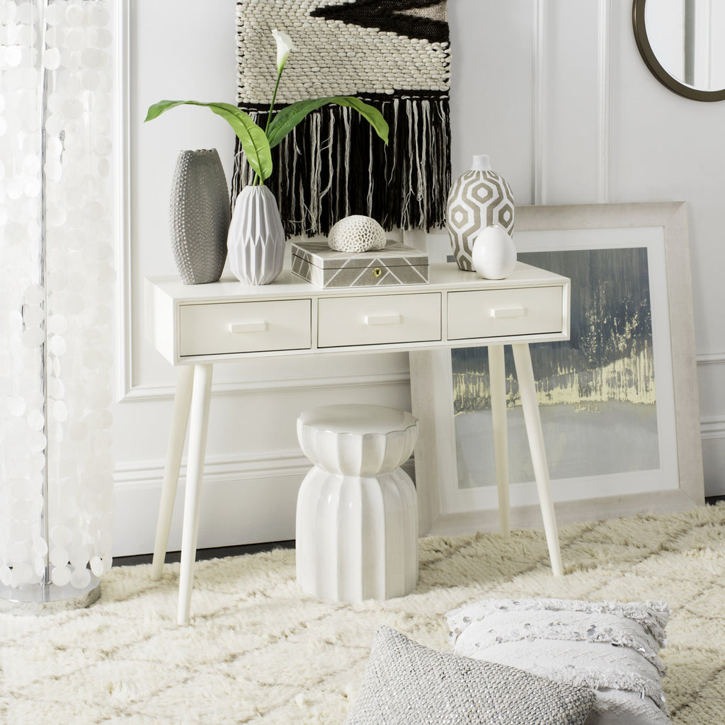 Safavieh Albus 3 Drawer Console Table Distressed White  Feature