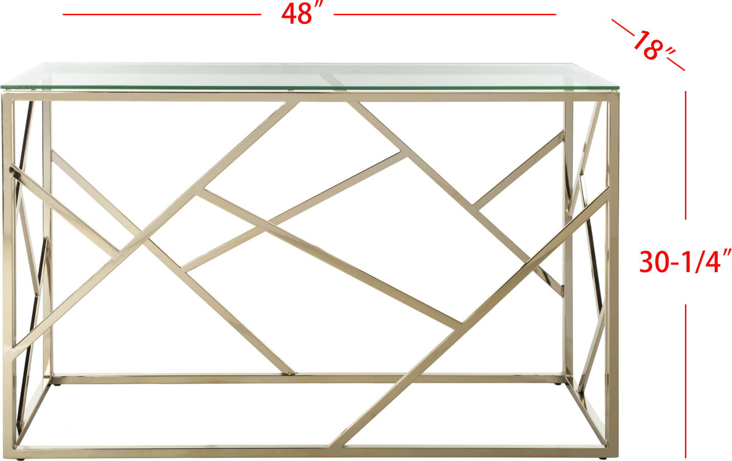 Safavieh Namiko Console Table Clear and Brass Leg Furniture main image
