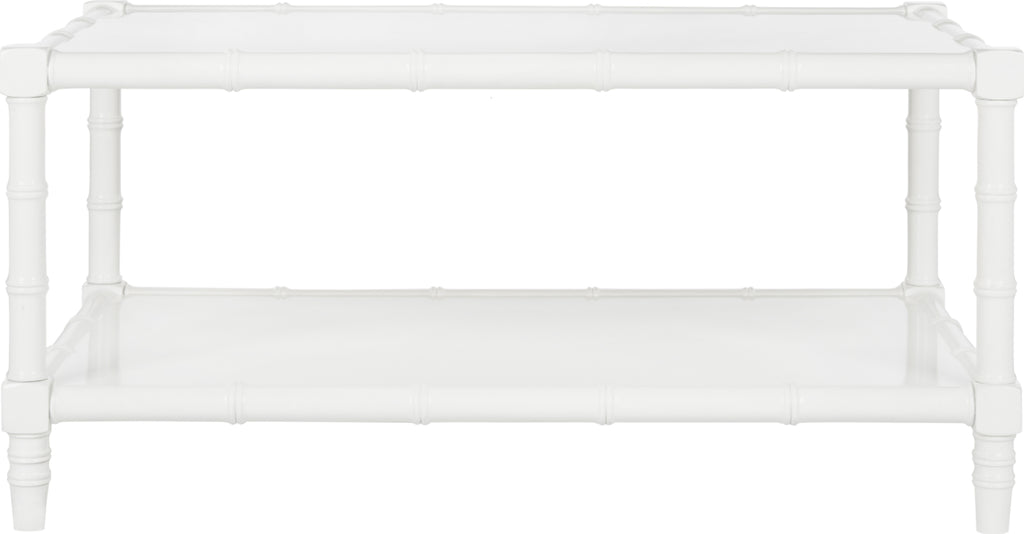 Safavieh Noam Modern Coastal Bamboo Coffee Table White Furniture main image