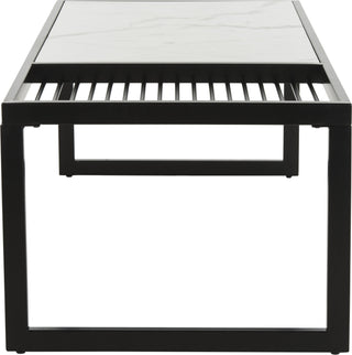 Safavieh Zuri Coffee Table White Marble and Black Furniture 