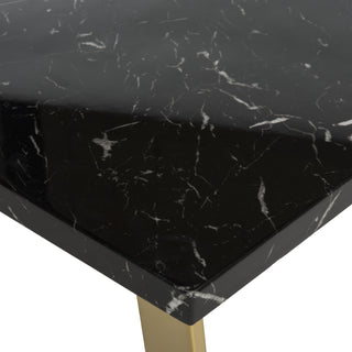 Safavieh Carmen Square Coffee Table Black Marble and Brass Furniture 