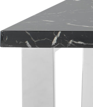 Safavieh Carmen Square Coffee Table Black Marble and Chrome Furniture 