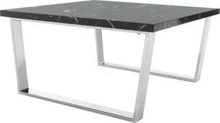 Safavieh Carmen Square Coffee Table Black Marble and Chrome Furniture 