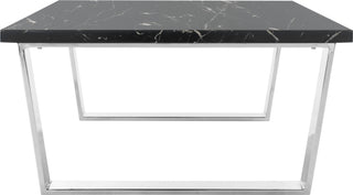 Safavieh Carmen Square Coffee Table Black Marble and Chrome Furniture 