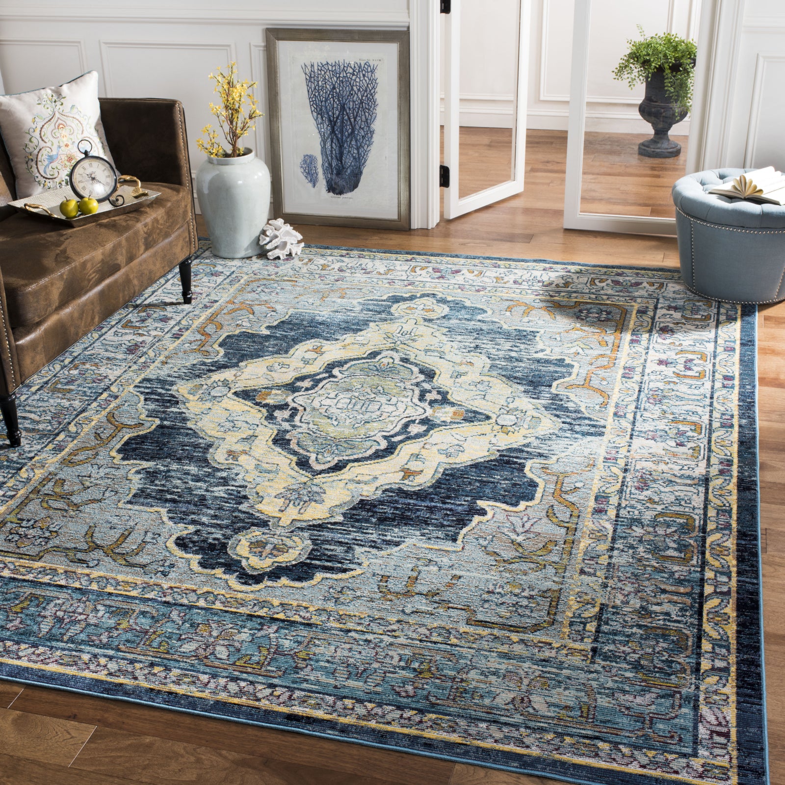 Safavieh Crystal CRS500M Blue/Yellow Area Rug – Incredible Rugs
