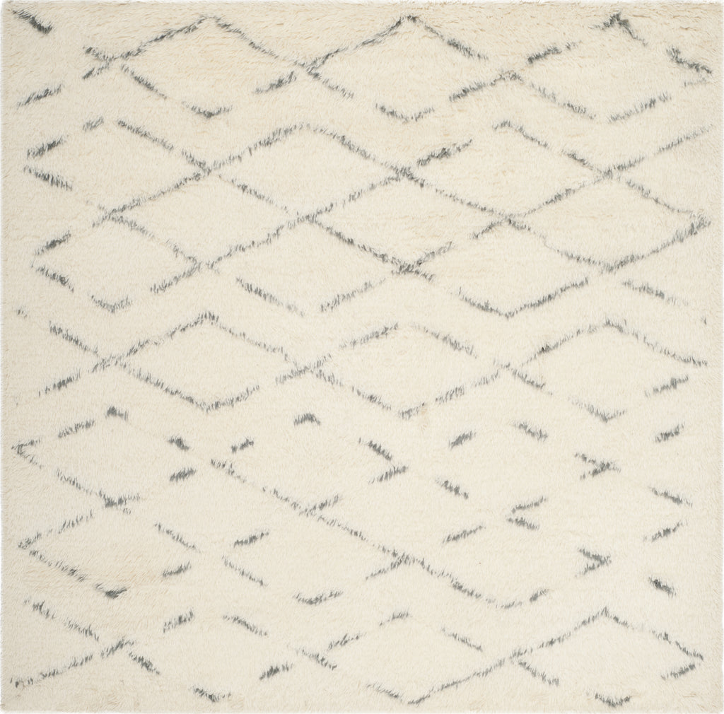 Safavieh Casablanca Shag 847 Ivory/Grey Area Rug 6' Square