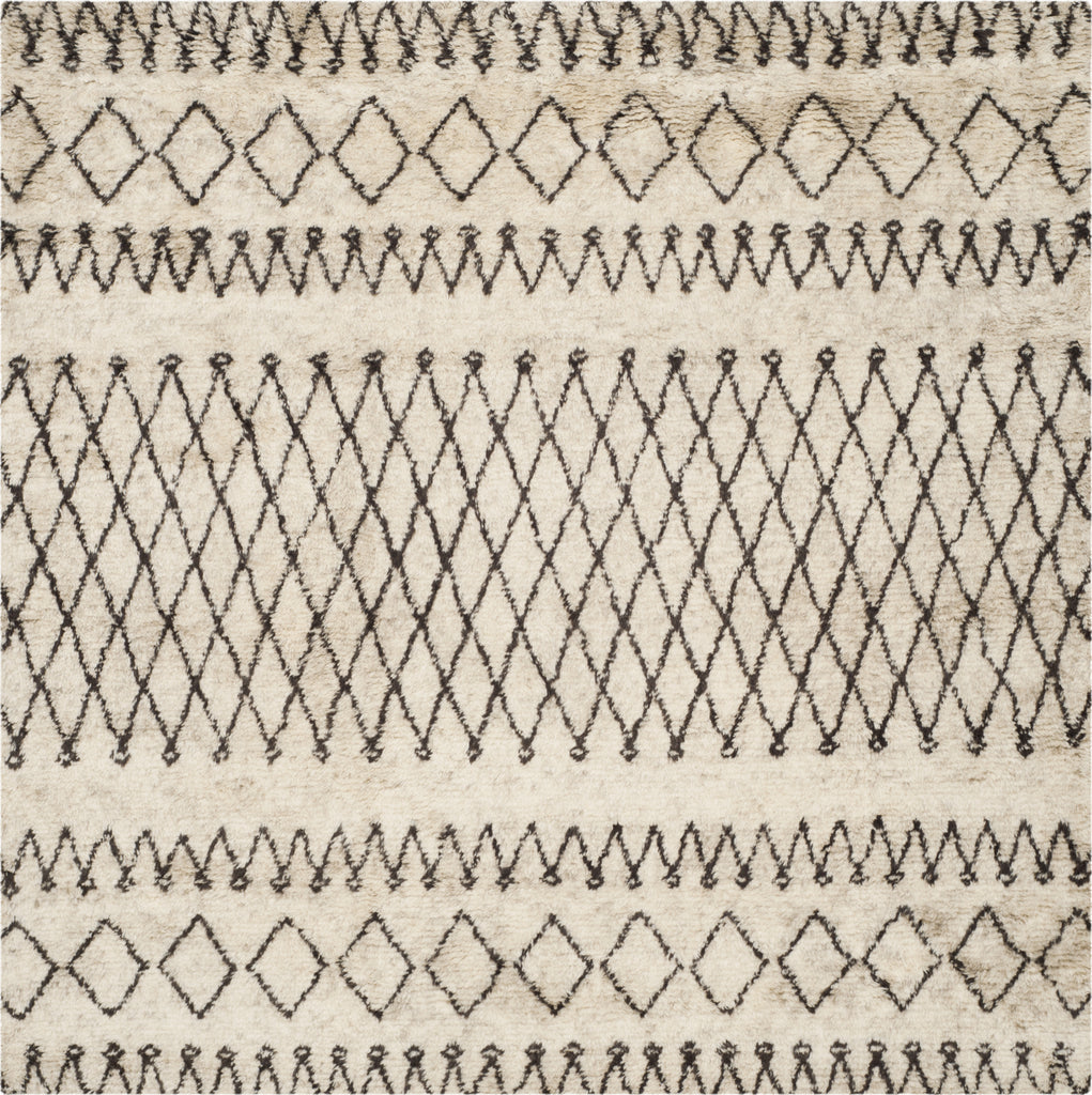 Safavieh Casablanca Shag 851 Ivory/Dark Brown Area Rug 8' Square