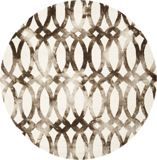 Safavieh Dip Dye 675 Ivory/Chocolate Area Rug Round