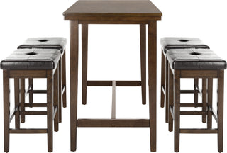 Safavieh Billy 5 Piece Pub Set Dark Brown and Black Furniture 