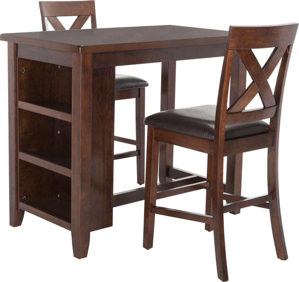 Safavieh Everest 3 Piece Pub Set Mahogany and Black Furniture main image