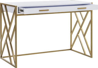 Safavieh Elaine 2 Drawer Desk White and Gold Furniture 