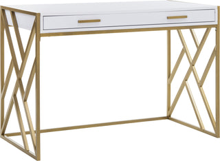 Safavieh Elaine 2 Drawer Desk White and Gold Furniture 