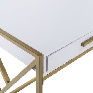 Safavieh Elaine 2 Drawer Desk White and Gold Furniture 