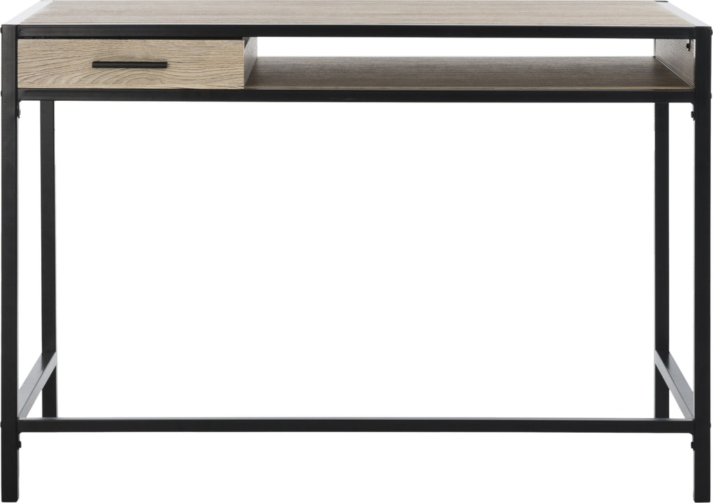 Safavieh Alan 1 Shelf Desk With Drawer Oak and Black Furniture main image