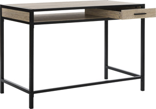 Safavieh Alan 1 Shelf Desk With Drawer Oak and Black Furniture 