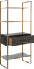 Safavieh Skylar 4 Tier 1 Drawer Etagere Gold and Grey Oak Furniture 