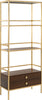 Safavieh Mateo 4 Tier 1 Drawer Etagere Gold and Walnut Furniture 