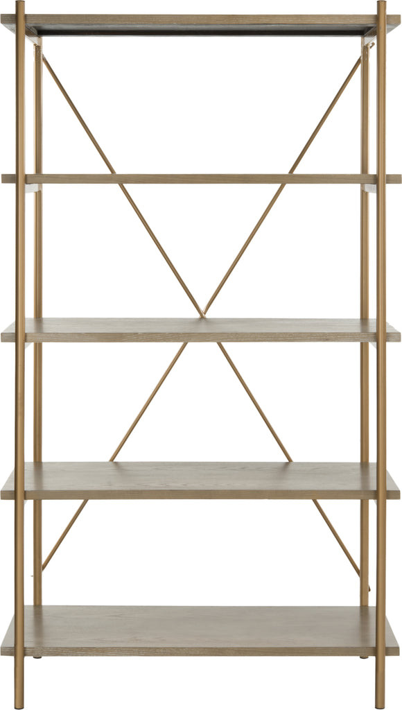 Safavieh Rigby 5 Tier Etagere Gold Liquid and Rustic Oak Furniture main image
