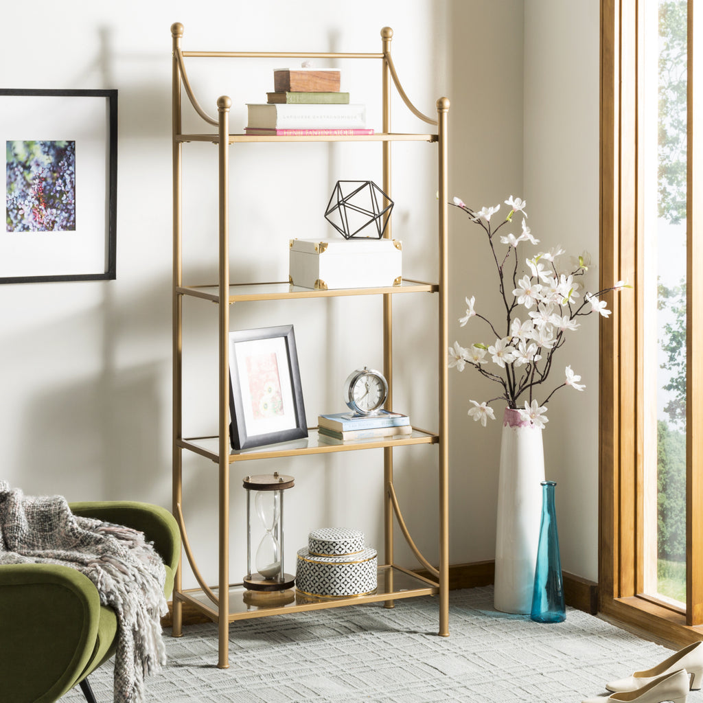 Safavieh Diana 4 Tier Etagere Gold Liquid and Tempered Glass Furniture  Feature