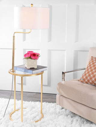 Safavieh Crispin Floor Lamp Side Table Gold Leaf 