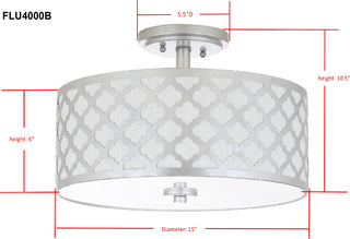 Safavieh Kora Quatrefoil 3 Light 15-Inch Dia Silver Flush Mount Lamp Mirror 