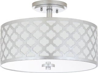 Safavieh Kora Quatrefoil 3 Light 15-Inch Dia Silver Flush Mount Lamp Mirror 