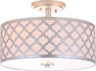 Safavieh Kora Quatrefoil 3 Light 15-Inch Dia Silver Flush Mount Lamp Mirror main image