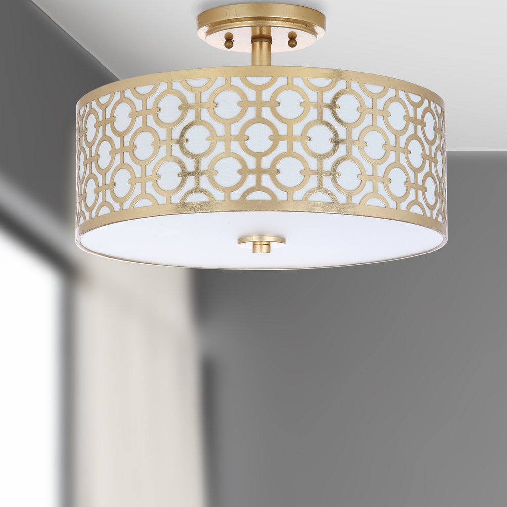 Safavieh Vera Chain-Link 3 Light 155-Inch Dia Gold Flush Mount Lamp  Feature