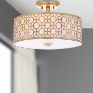 Safavieh Vera Chain-Link 3 Light 155-Inch Dia Gold Flush Mount Lamp 