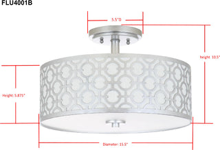 Safavieh Vera Chain-Link 3 Light 155-Inch Dia Silver Flush Mount Lamp 