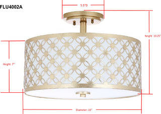 Safavieh Hutch 3 Light 16-Inch Dia Gold Flush Mount Lamp 