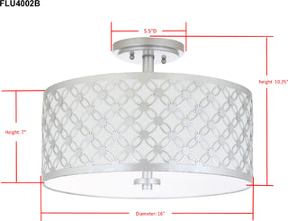 Safavieh Hutch 3 Light 16-Inch Dia Silver Flush Mount Lamp Mirror 