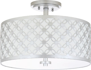 Safavieh Hutch 3 Light 16-Inch Dia Silver Flush Mount Lamp Mirror 